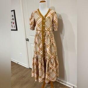 Marigold by Victora Dunn Viola  Dress with Button-Down Front and velvet trim